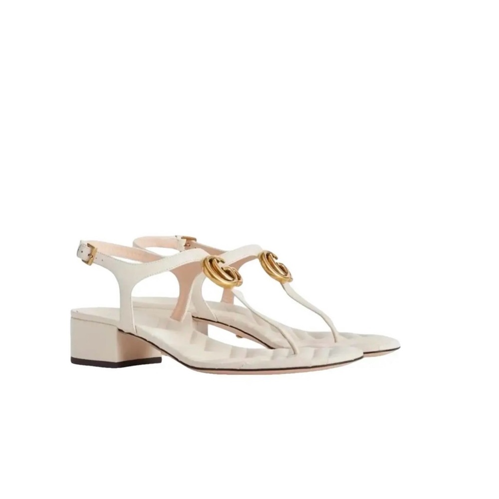 Gucci Marmot Double G Quilted Cream Sandals